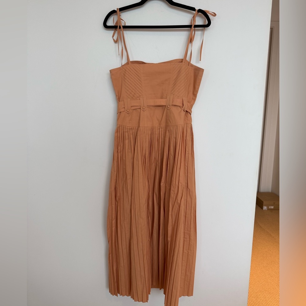 Ulla Johnson Cosette Belted Midi Dress in Pale Coral size 6 - Picture 8 of 9